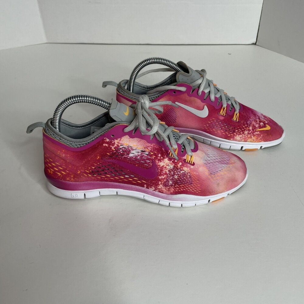 Nike Free 5.0 Tr Fit 4 PRT Womens Size 7 Hot Pink Training Shoes 629832-100 - Picture 2 of 11